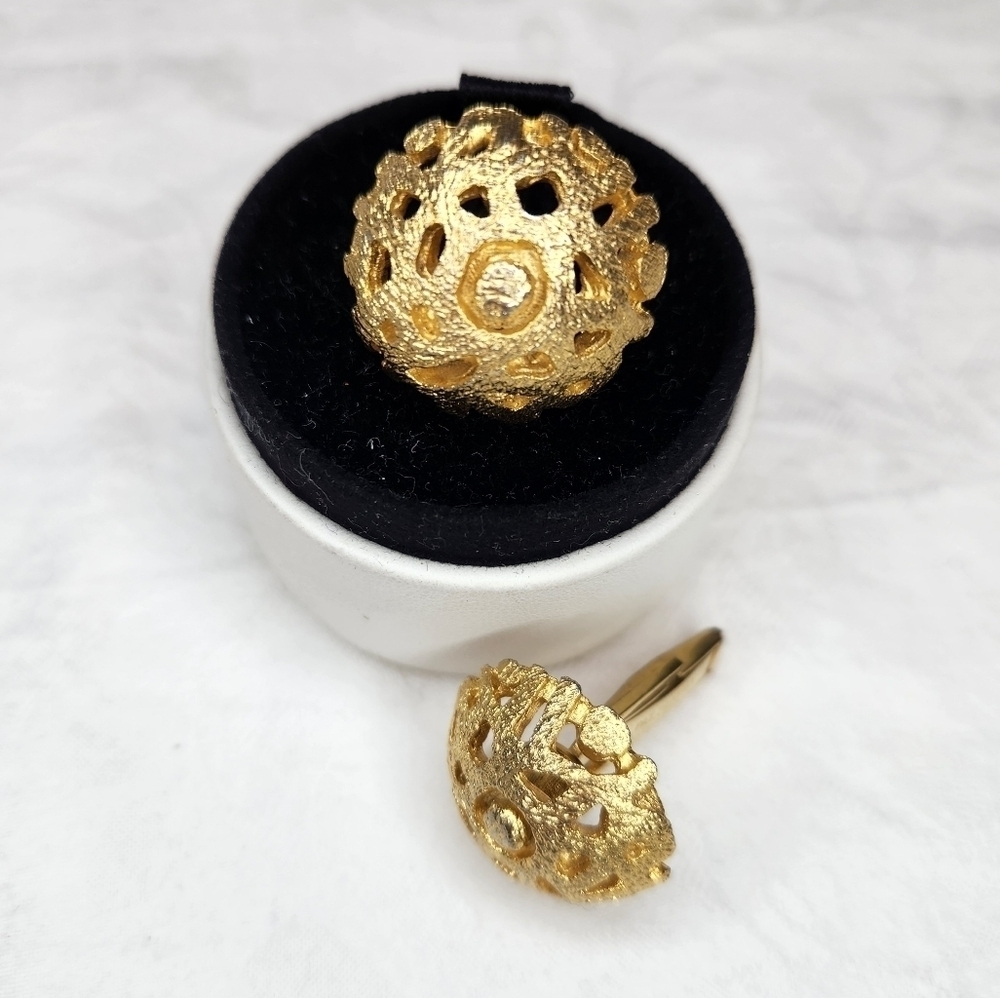 Abstract Brutalist Mens Gold Cufflinks